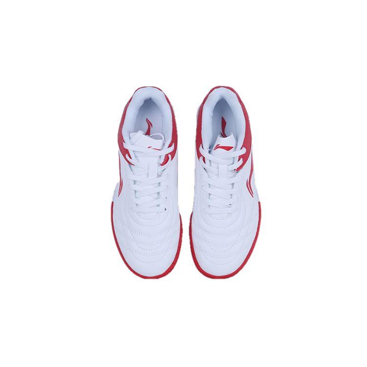 Li Ning TF Multi-Ground Anti-Slip Durable Football Shoes Kids Football Shoes White Red ASTQ014-1