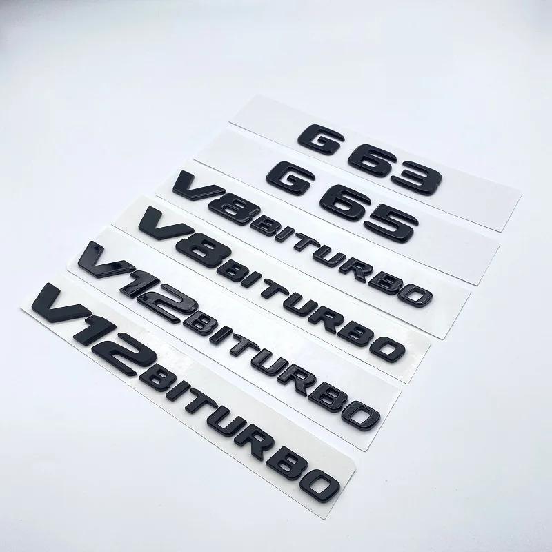 Flat Letters G63 G65 V8 Biturbo V12 Biturbo Emblem for Mercedes Benz AMG W463 Car Side Fender Trunk Nameplate Logo Sticker