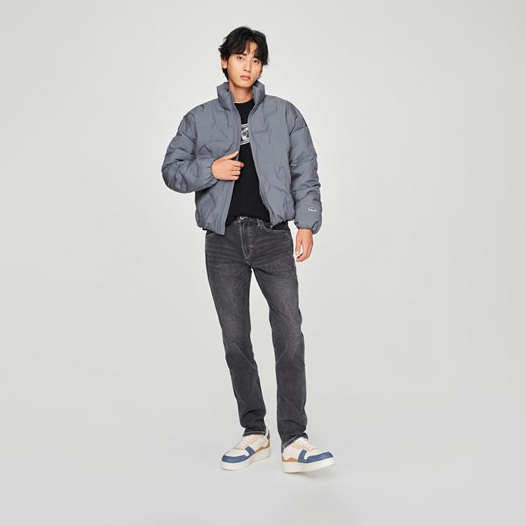 Lee Comfortable Quilted Logo Pattern Zipper Jacket Men outerwear Blue Gray LMT007831204591A05986