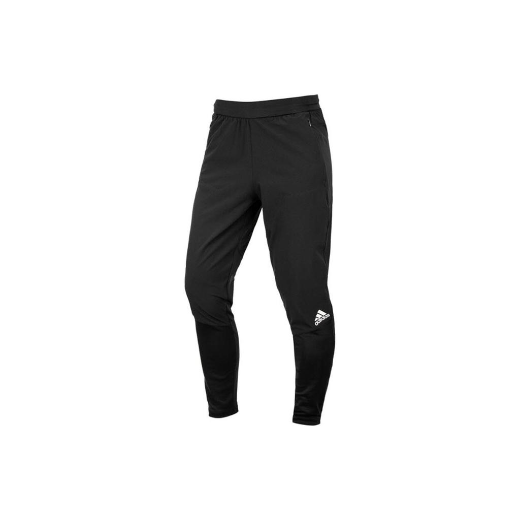 Adidas Pure Color Logo Printed Elastic Waist Cuffed Sport Pants Men Sport Pants Black HA6365