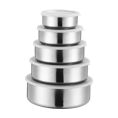 Roestvrijstalen Premium Doos met Deksel 5 Stuks Transparante Plastic Deksel
