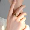 Huitan Gold Color Cross Rings Gorgeous Women Wedding Band Accessories Multi-Layer Shiny Cubic Zirconia Fashion Jewelry for Party