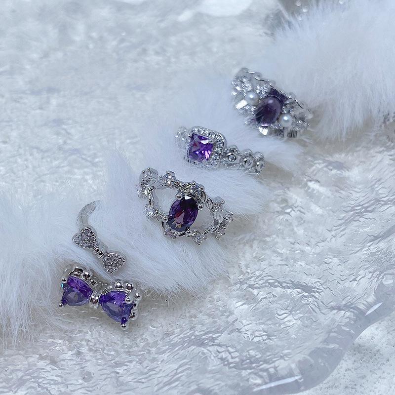 Lila farbener Schatz Zir*****Stiftring, Leichter Luxus, Hohes Gefühl, Exquisiter Super-Fee-Persönlichkeitsring