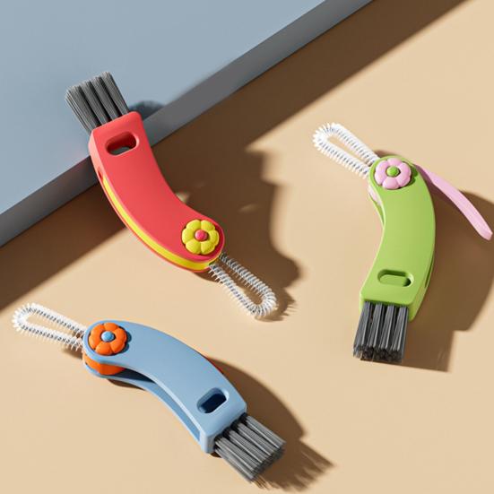 3 In 1 Crevice Brush Food-Grade Safe Spiral Cleaner with Scraper Stiff Brush Portable Foldable Design Bottles Cups Cleaning Scrubber