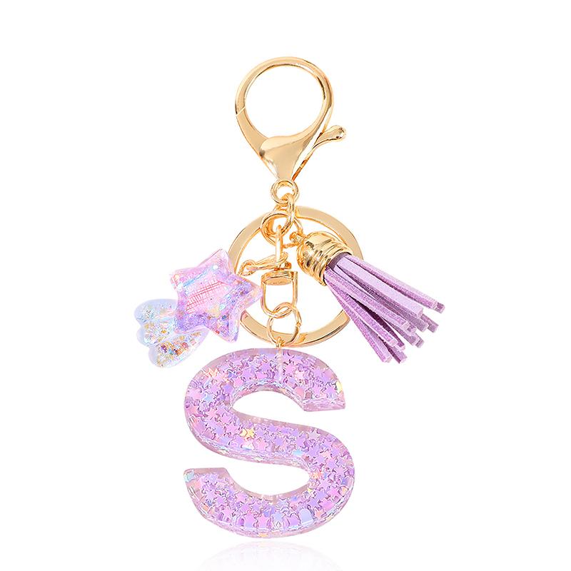 Diy A-Z Letters Keychain Metal Holder Pendent Key Chain Women Car Key Ring Simple Letter Name Key Party Gift Jewelry