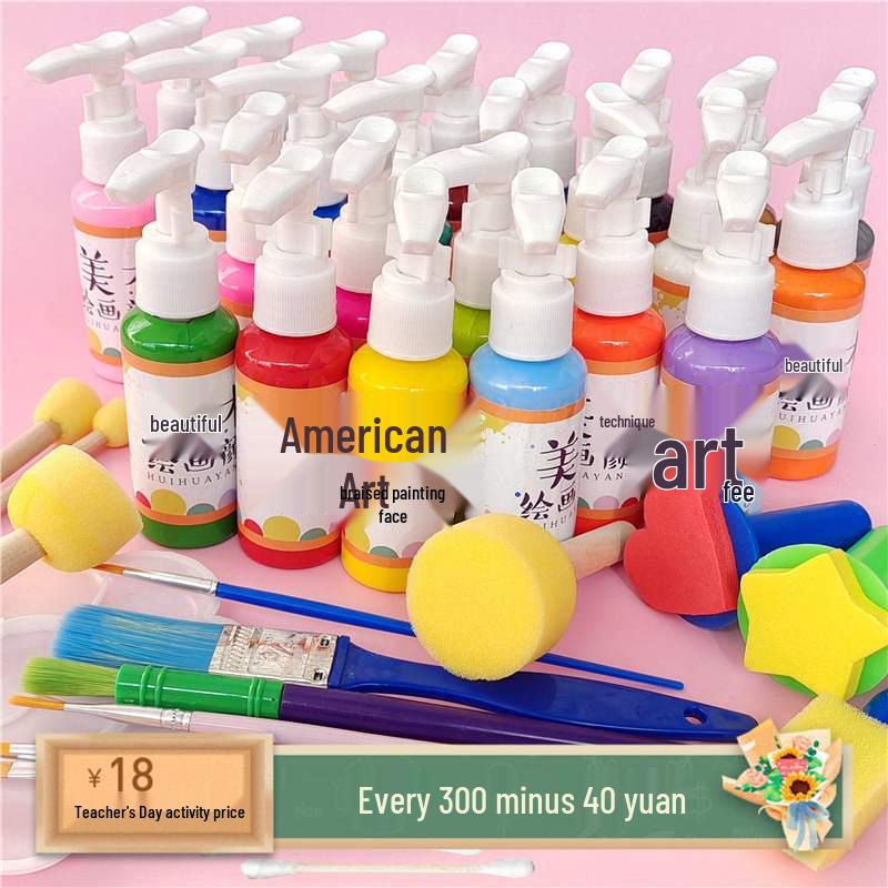 

Kindergarten Art Set: 24 Gouache Colors & 12 Mushroom Brushes for Kids