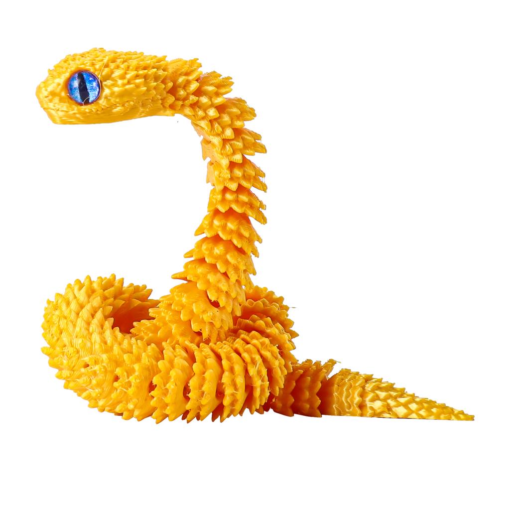 3D Printed Flexible Snake Toy 30Cm- Movable Joints, Adhd Fidget Desk Pet, Realistic Animal Figurine For Home Office Decor & Gift