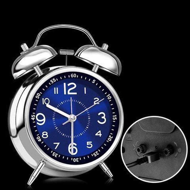 Modern Metal Alarm Desk Clock Silent Mechanical Desk Clock Living Room Decor Table Clocks Creative Table Clocks with Night Light