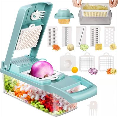 Vegetable Chopper Multifunctional Mandoline Slicer Dicer for Onion Garlic Carrot Potato Fruit Salad Blue