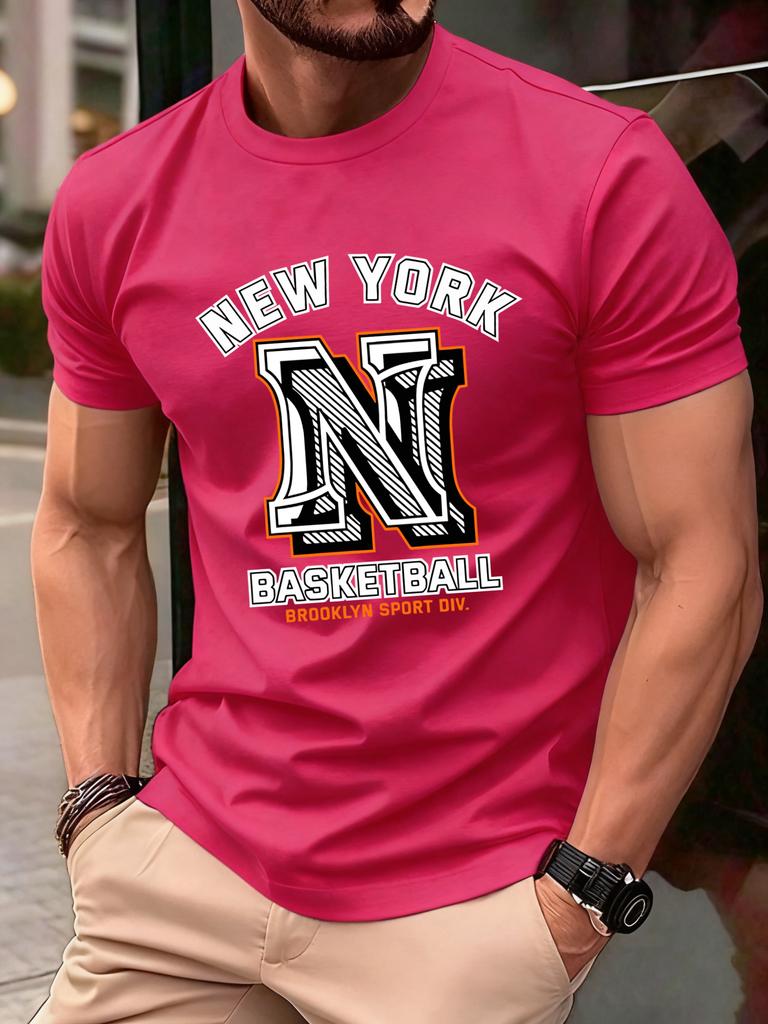 New York Brooklyn Basketball Print T Shirt Men Summer AllMatch Streetwear Trendy ONeck Clothes Cotton Oversized Man TShirts