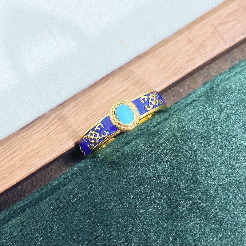 Medieval Personality Retro Dream Pink Butterfly Enamel Drip Open Ring Exquisite Light Luxury Pattern Ring