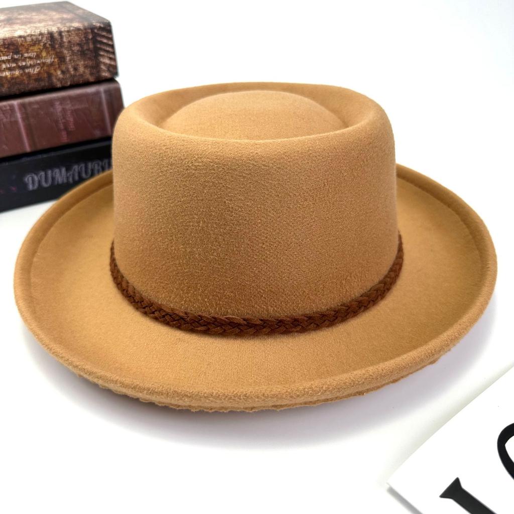 Four Seasons Top Hat Knitted With Felt Hat Curled Edge Flat Top Versatile Sunscreen Women And Men