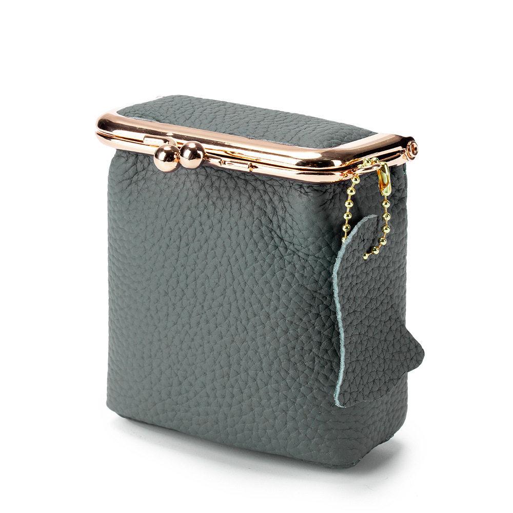 Mini Portafoglio da Donna in Vera Pelle con Chiusura a Bacio - Pochette Versatile per Monete e Rossetto
