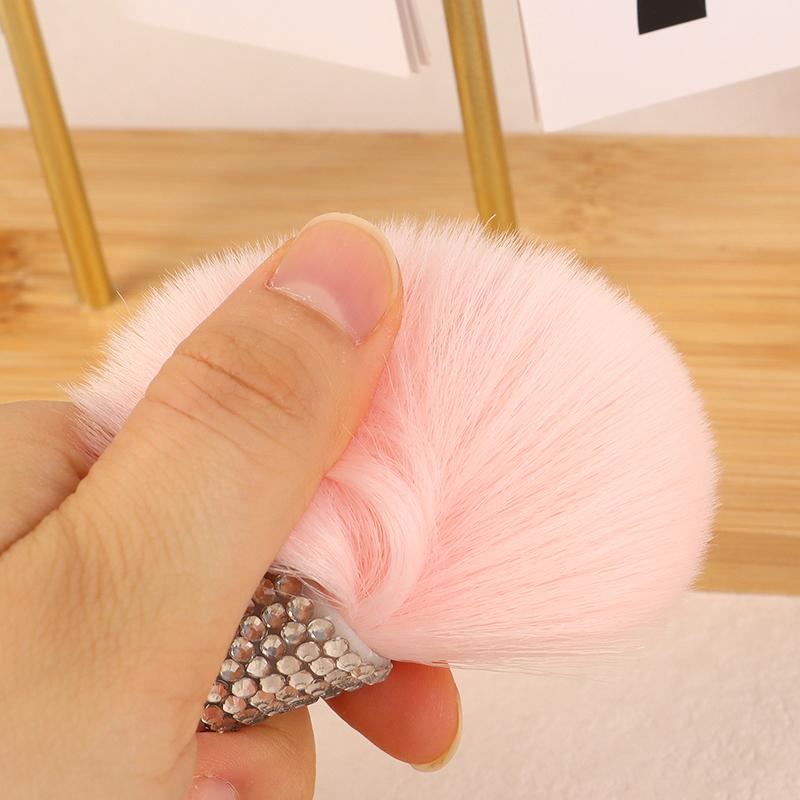 1Pc Nail Dust Brush Rhinestone Bling Handle White For Acrylic Nail Art Cleaning Brush Manicure Tool