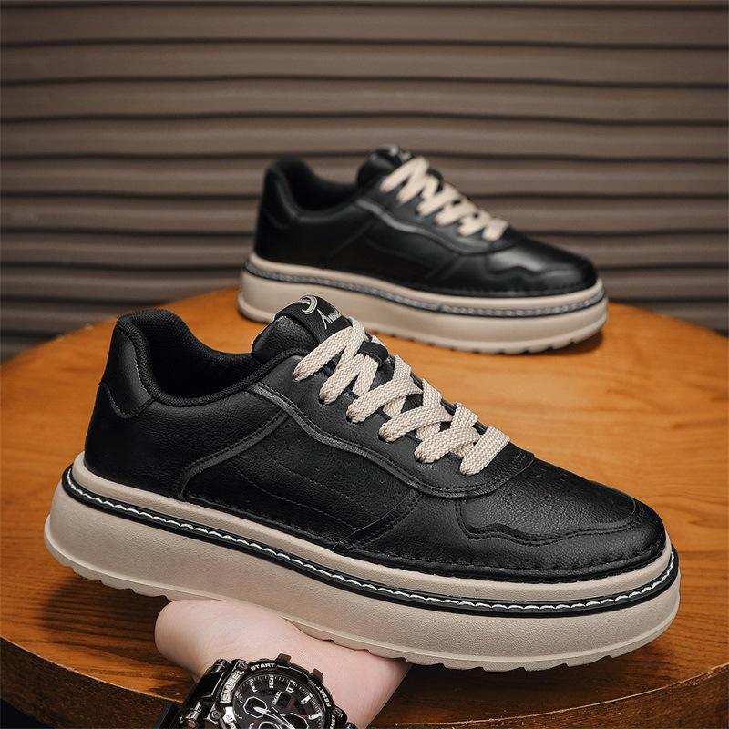 Осенние новые ретро кожаные повседневные туфли на платформе увеличивающие рост 39