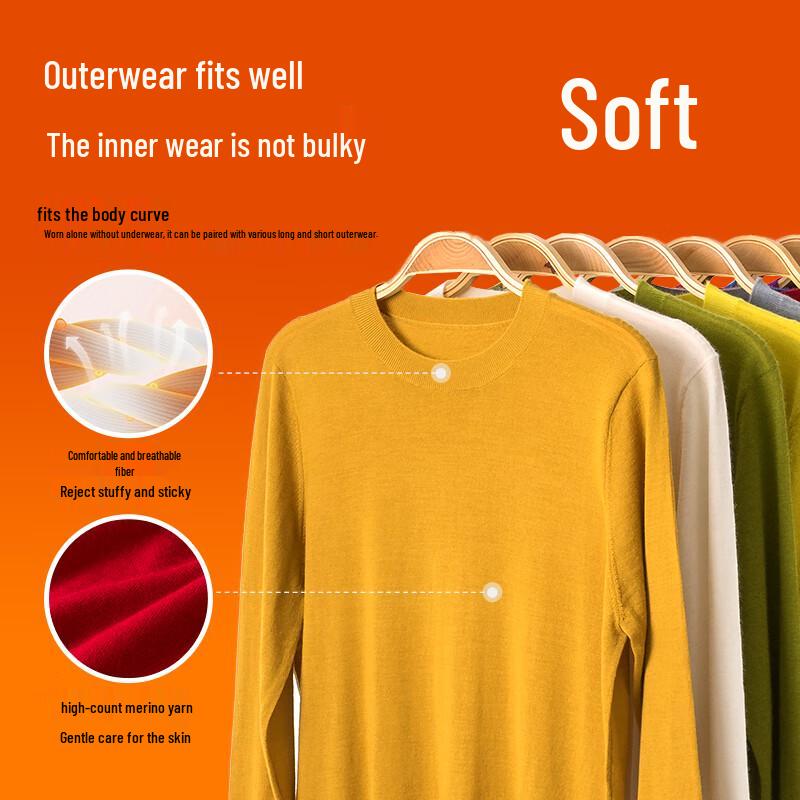 Hengyuanxiang Women's Fine Wool Pullover Base Layer Sweater