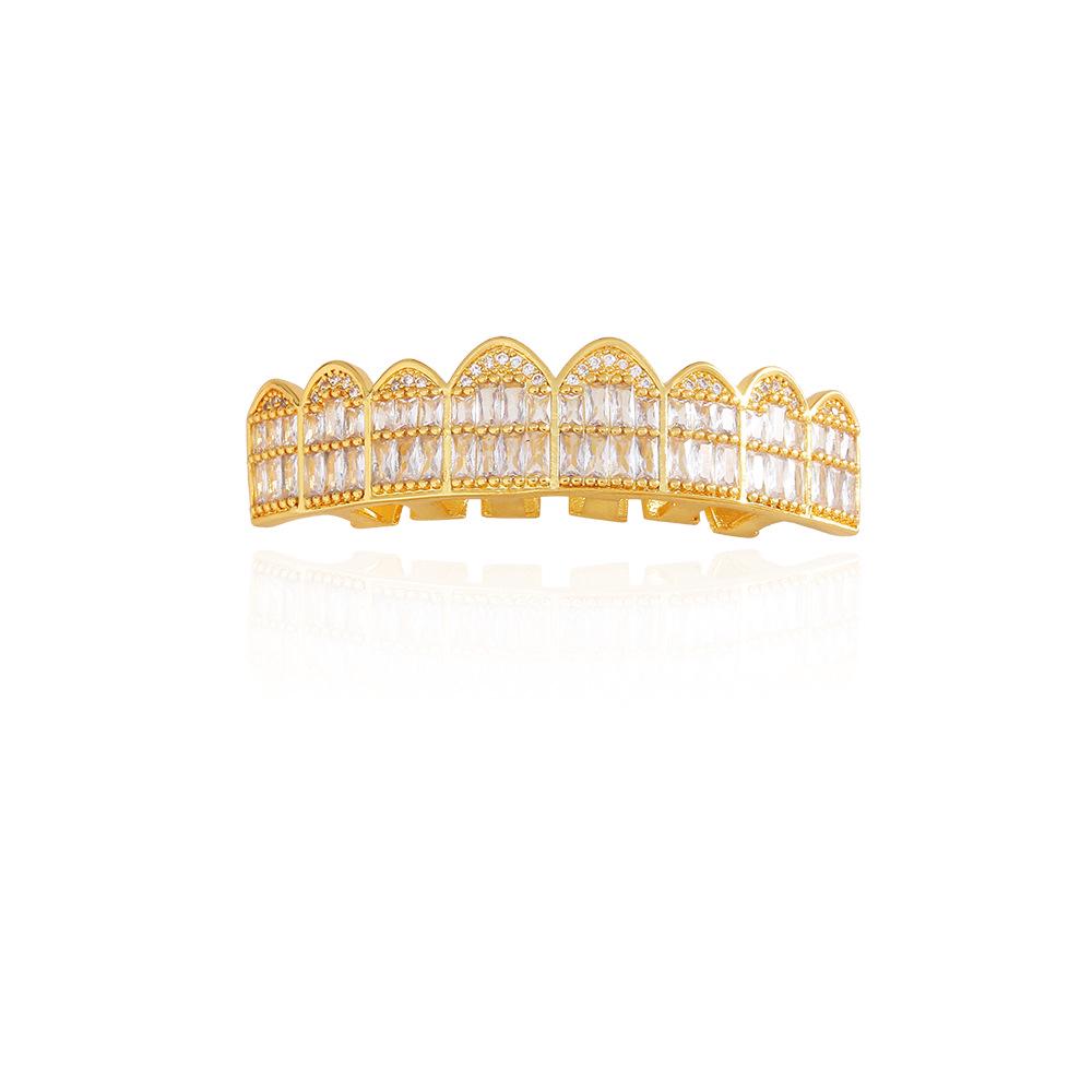18K Gold-Plated Zircon-Inlaid Vampire Dentures - Hip-Hop Jewelry Accessory