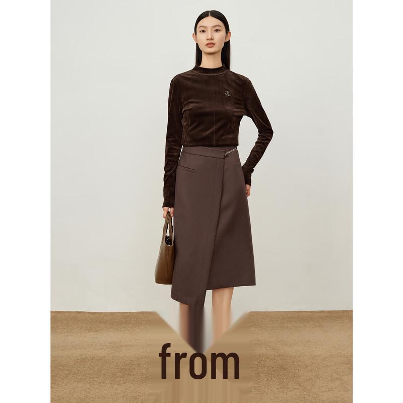 JUZUI Women's Deep Coffee Asymmetric Wrap Skirt