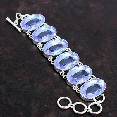 Bracciale in quarzo tanzanite sfaccettato bracciale con gemma autentica bracciale in argento sterling 925 bracciale con catena regolabile gioielli fatti a mano per regalo
