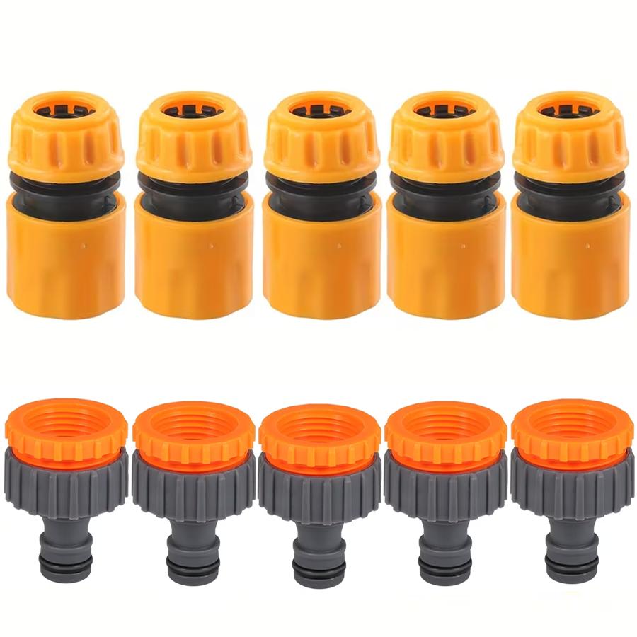 6/10-Piece Hose Quick Connector Kit | 3/4" & 1/2" | Threaded Faucet Adapters | Car Wash & Garden Watering