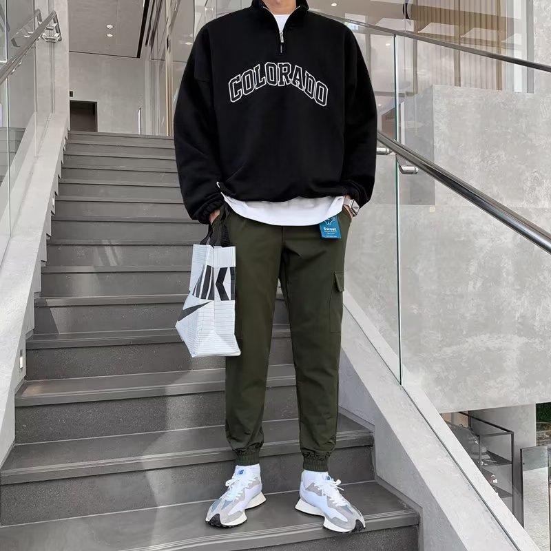 Large Size Half-zip Letter Print Spring And Autumn Long-sleeved Sweatshirt