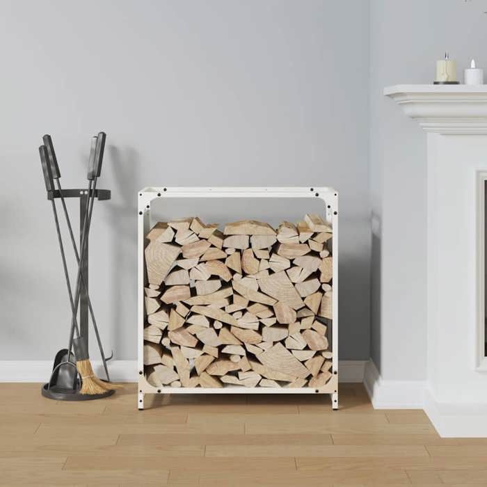 VidaXL Portant de bois chauffage blanc 60x28x65 cm, support à bûches de cheminée, support à bûches, support à bûches, 864200