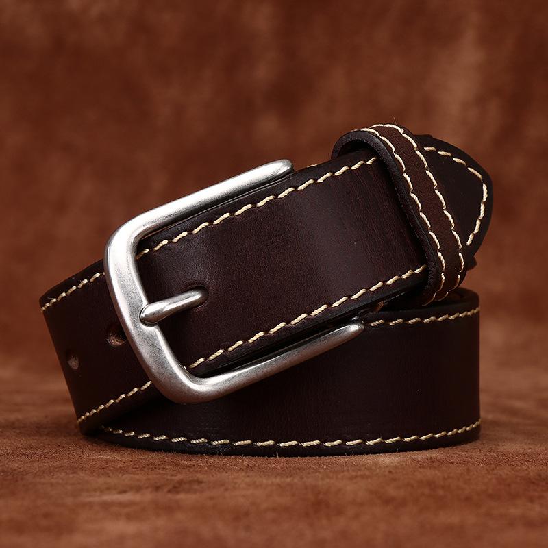 Pásek Pánské Retro první vrstva hovězí kůže Móda Univerzální Běžné Džíny Pásek Pánské