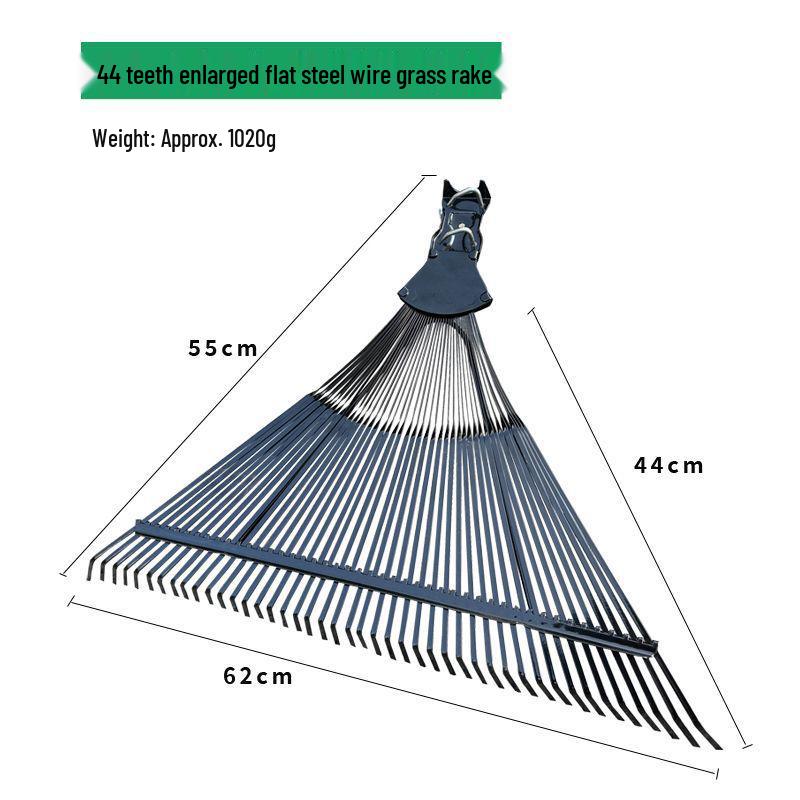 Garden Rake with Long Wooden Handle for Lawn and Leaves