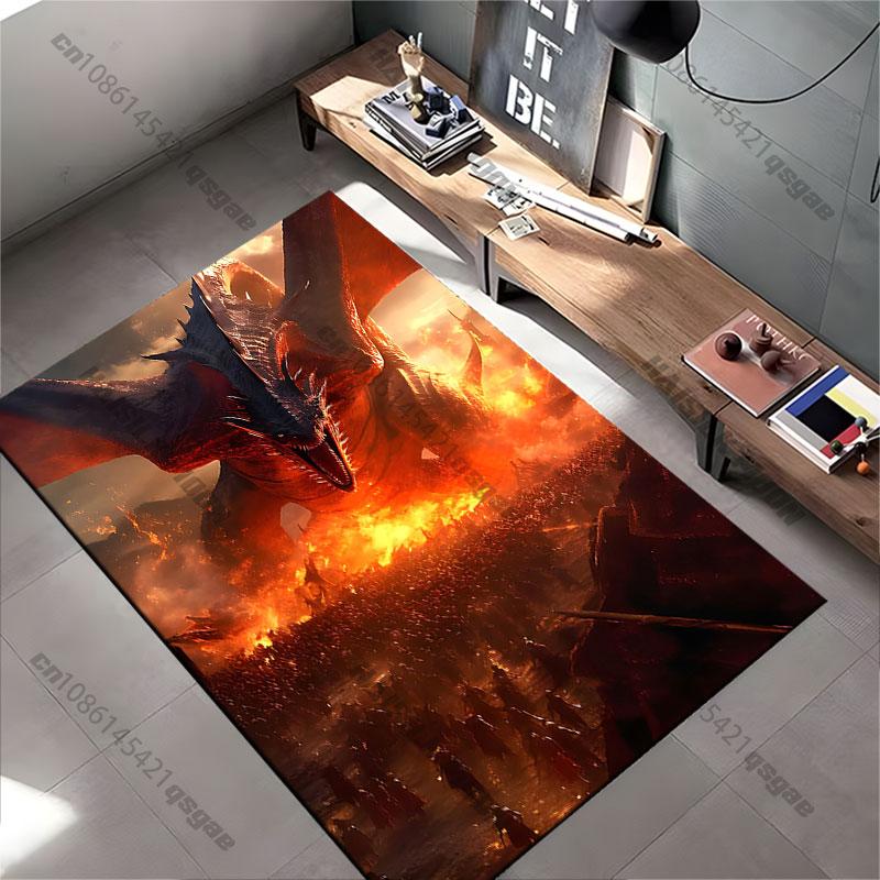Dragon destruction chaos fiery battle carpet Yoga living room room decor children's crawling mat doormat area rug