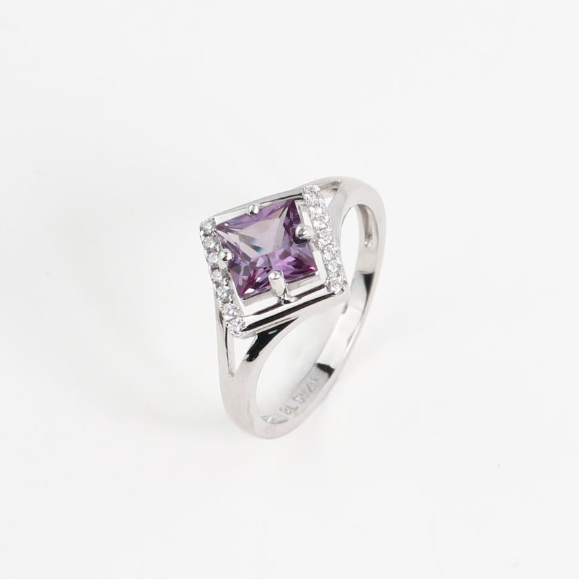 925 Sterling silver square ring synthetic color change Alexander nano elegant fashion birthday gift for women