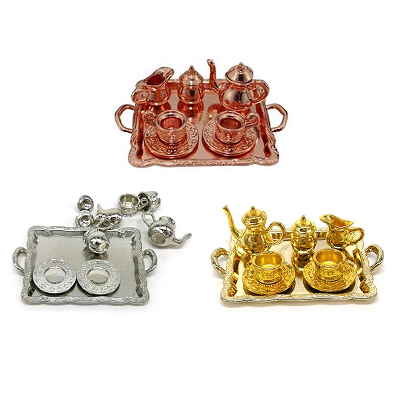 10 stk/sett dukkehus miniatyr metall te dukkehus møbler miniatyr leketøy
