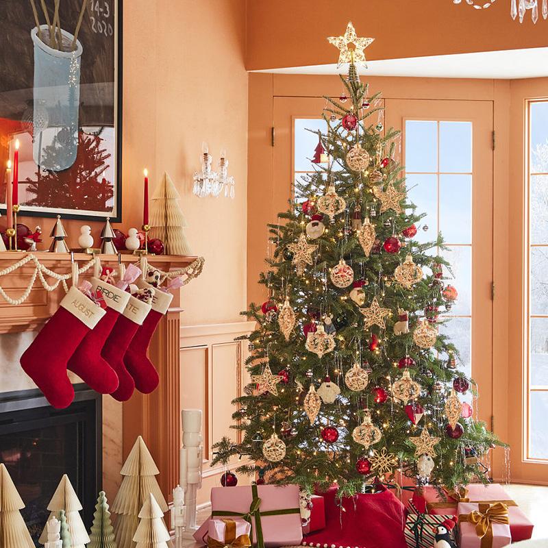 4/8 Stück Weihnachtskugel-Ornamente Gold Hohlstern Anhänger Weihnachtsbaum Hängende Dekoration für Zuhause 2026 Neujahr Navidad Geschenke