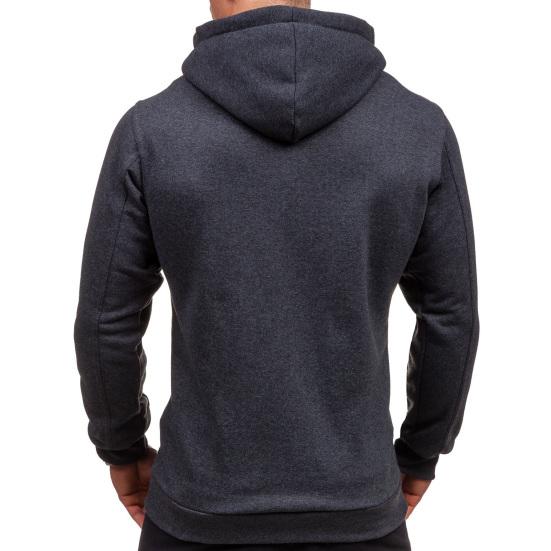 Men Hoodie Hooded Cardigan Zip Up Trendy Warm Pure Color Autumn Coat for Daily Wear