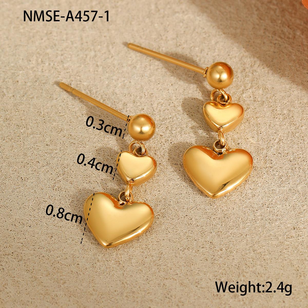 GEMCHIC Women s Double Layer Heart Drop Earrings Gold Plated Stainless Steel Fashion Jewelry 18K