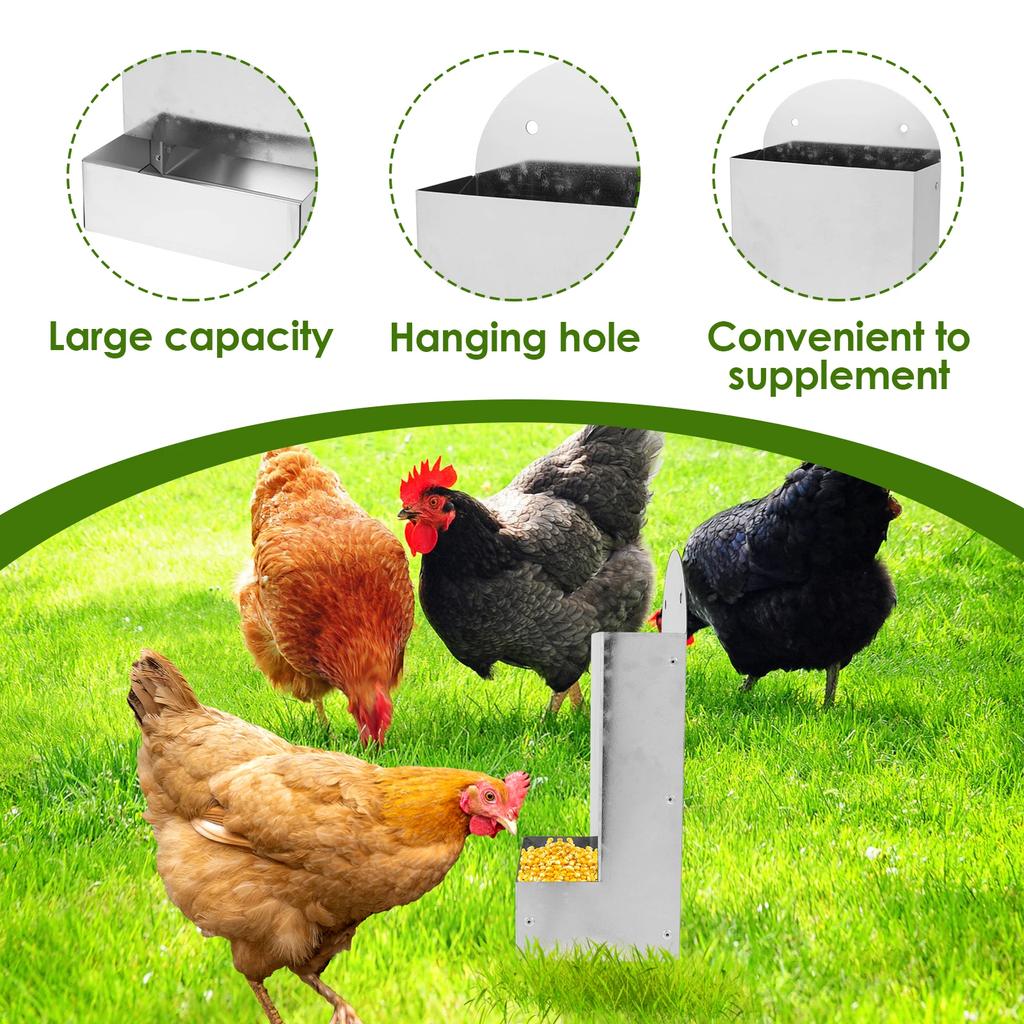 Chicken Oyster Shell Feeder Metal Rooster Farm Grit Dispenser Large Automatic Poultry Feeding Accessory for Duck Chicken Poultry