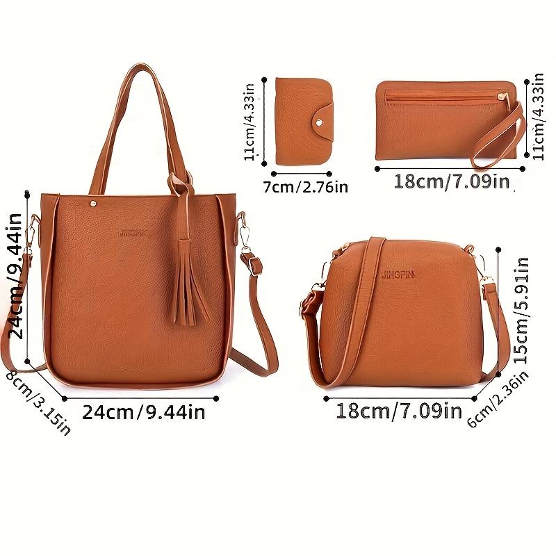 4 Pieces Women Bags Set Stylish Female Wallet PU Leather Shoulder Messenger Tote Bag Fashion Decor Accessory