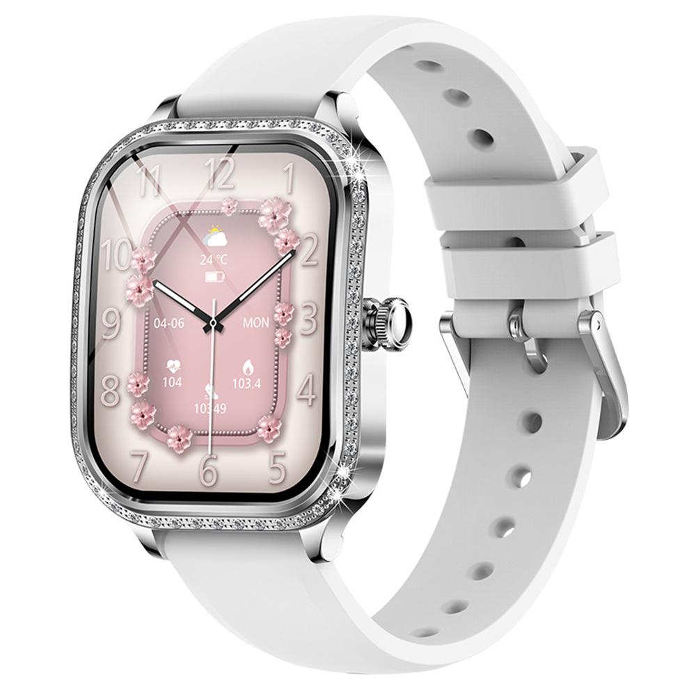 MK88 Silicone Strap 1.75-inch Women Rhinestones Smart Watch Bluetooth-compatible Calling Fitness Tracker Smart Bracelet
