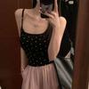 Breathable U-back Camisole Women's Vest Tank Top Polka Dot Slim Fit U-shaped Tank Tops Built-in Bra Tank Tops Women