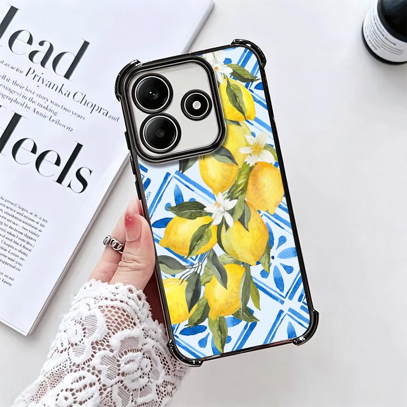 Summer Fruits Lemon Soft Phone Case For Xiaomi Redmi Note 14 15 Pro Plus 13 12 11S 11T 5G 10 9S 9 Plating Anti-Fall Fundas