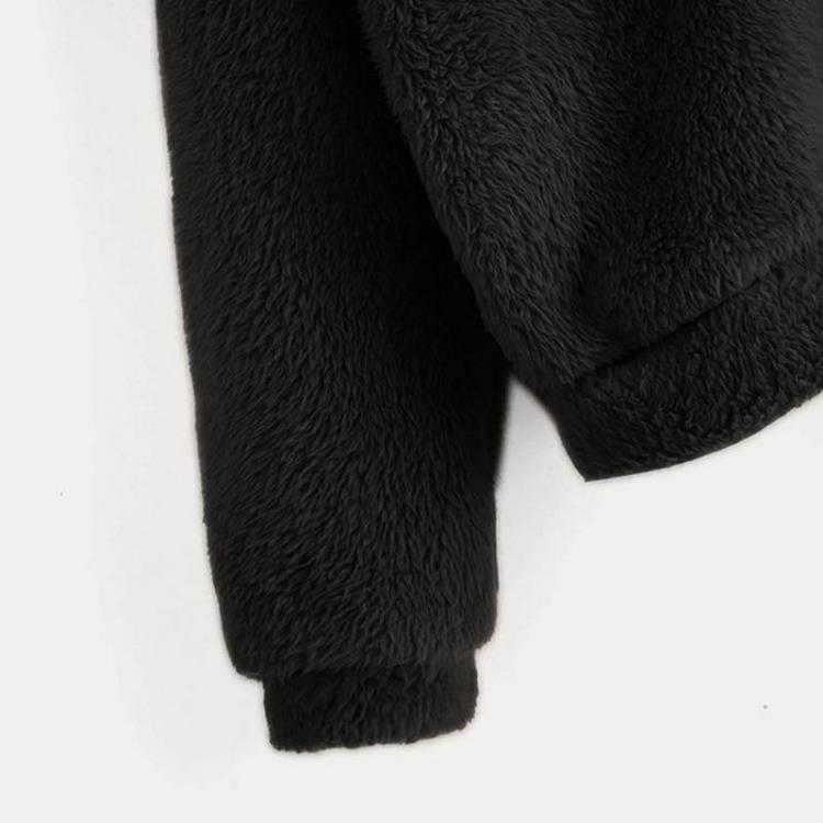 Women Cozy Fleece Pullover Hoodie Long Sleeve Plush Sweatshirt Warm Bear Ear Teddy Hooded