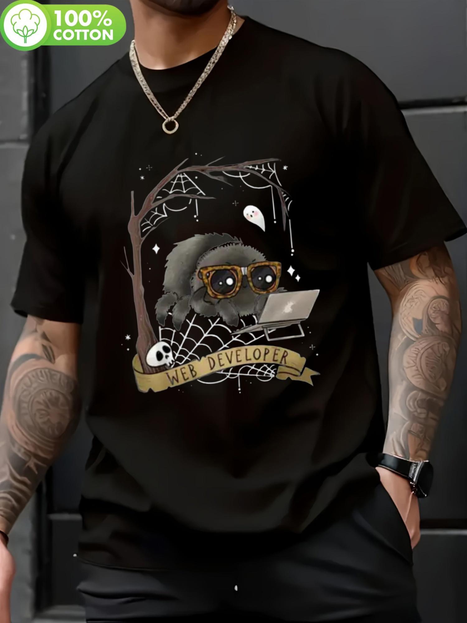 

Halloween-Themed Retro T-shirt - Cute Spider Web Heart Design XXL
