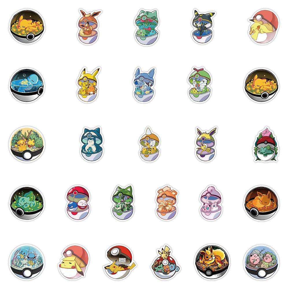 1055Pcs New Ball Cartoon Graffiti Sticker Cute Pikachu Decal Luggage Phone Guitar Skateboard Waterproof Sticker Kid Toy