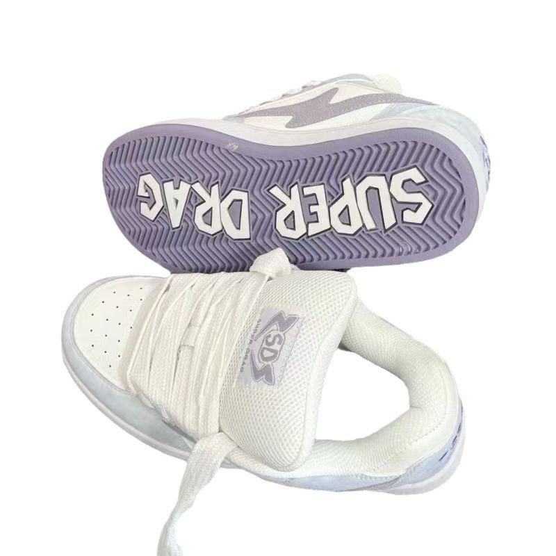 New Chinese lavender velvet dream niche bread shoes original retro lightning board shoes women's versatile dirt-resistant casual
