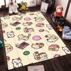 Cute Cartoon Cat Pattern Carpet with Paw Prints Yarn Balls Houses and Beige Background Suitable for Use As an Anti-slip for Room and Bedroom Sofas