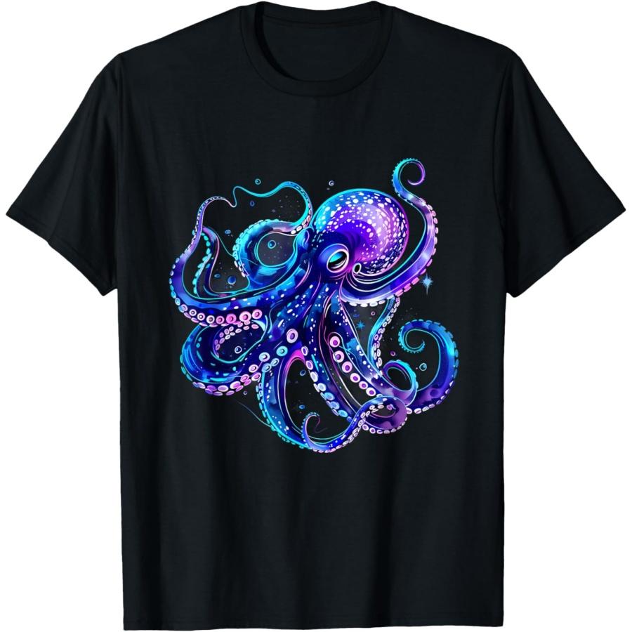 Octopus Artwork Sea Ocean Animal Lover Motif Sea Creature T-Shirt XXXXXL чёрный