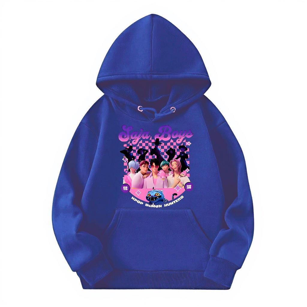 Children's Casual Round Neck Printed Pullover Long-sleeved Hooded Sweatshirt Top