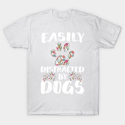 T Shirt Women Easily Distracteds By Dogs Shirt Harajuku Print Kawaii Tshirt Summer Short Sleeve Female T-Shirt Top Tee