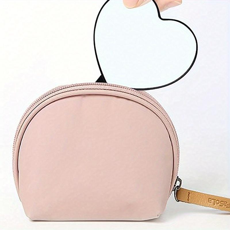 Heart Shaped Travel Hand-Held Mirror, Heart Shaped Makeup Hand Mirror with Handle, Portable Travel Mirror, Suitable for Gifts on Valentine's Day