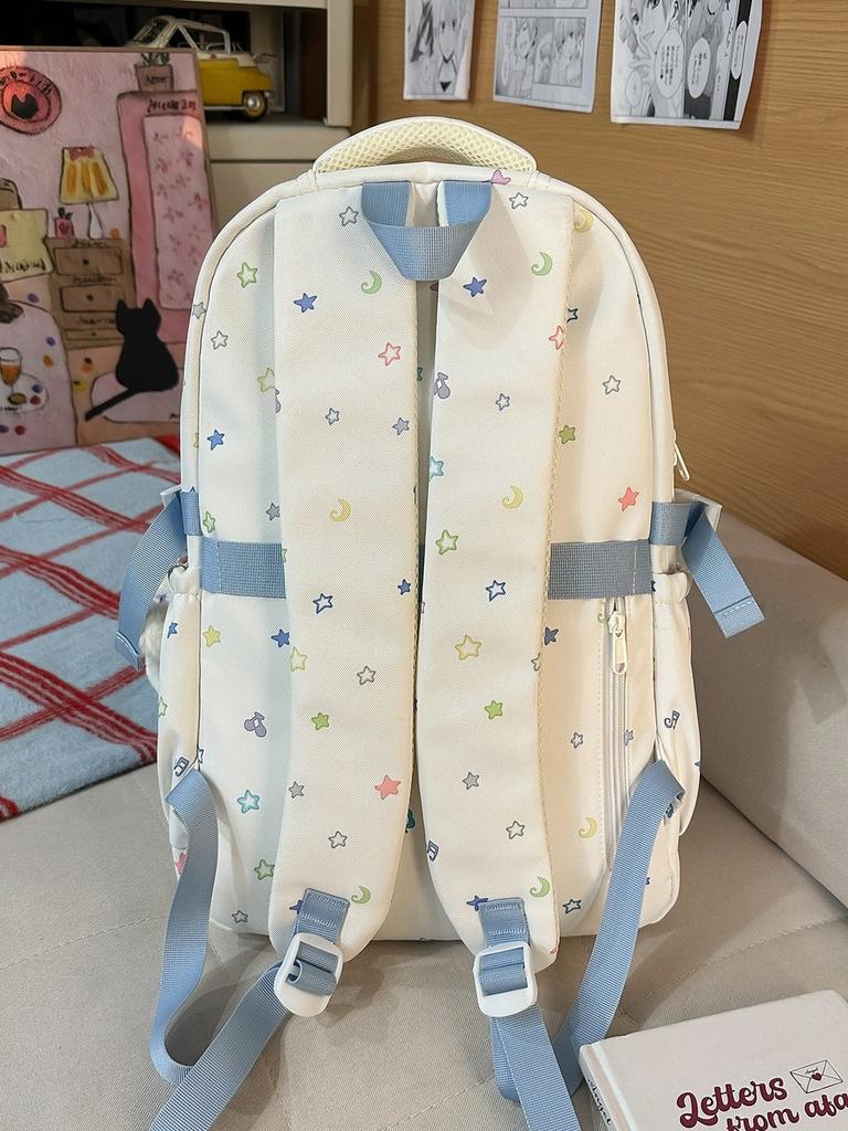 Mädchen Candy Farbe Kontrast Große Kapazität Nylon Rucksack Mit Wasserabweisenden Eigenschaften Für Die Schule