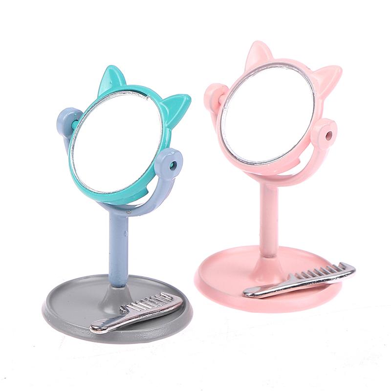 1/12 Make-up Mini Hasenohren Spiegel Möbel für Puppenhaus Spielzeug Zubehör